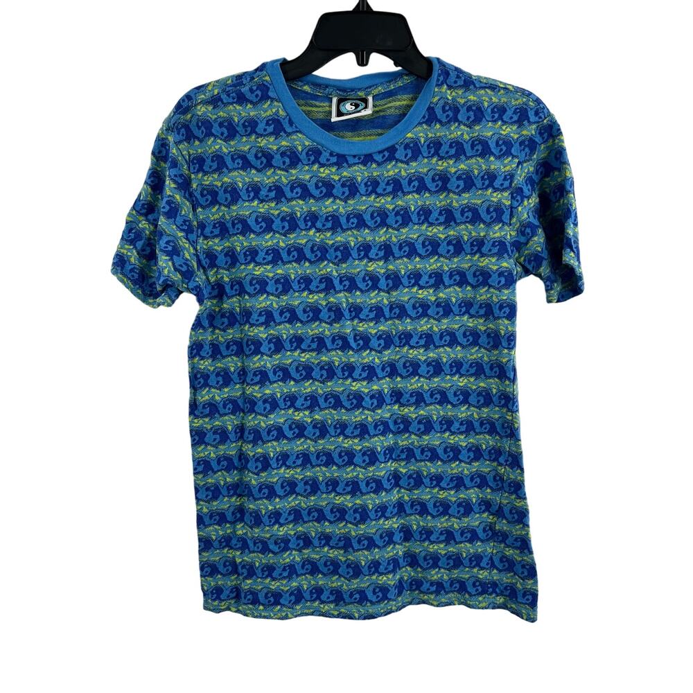 T&C Surf Designs Sweater Knit‎ Tee Small Blue Ying Yang Logo